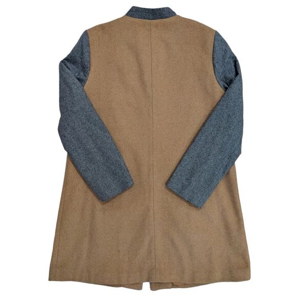 Women Lady Long Woolen Coat Autumn Long Sleeve Contrast Color Patchwork Size L - Picture 9 of 14